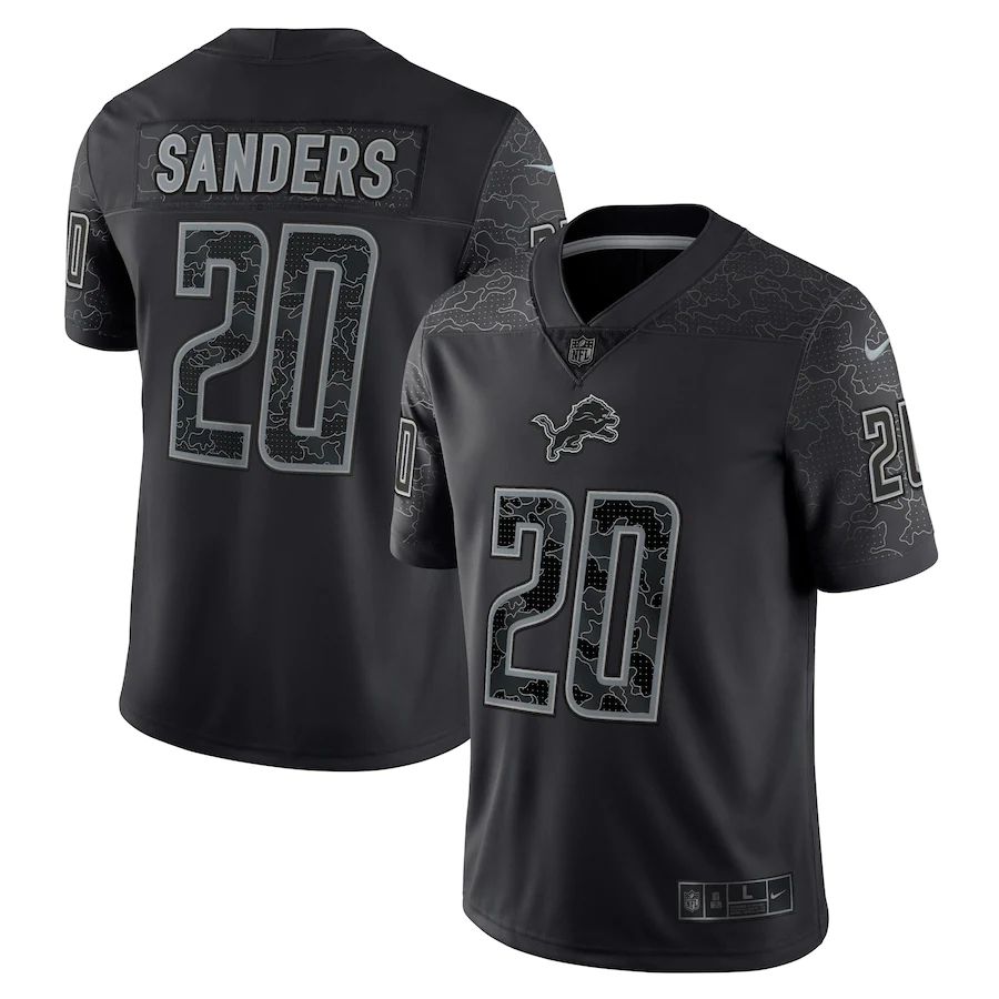 Men Detroit Lions 20 Barry Sanders Nike Black Retired Player RFLCTV Limited NFL Jersey